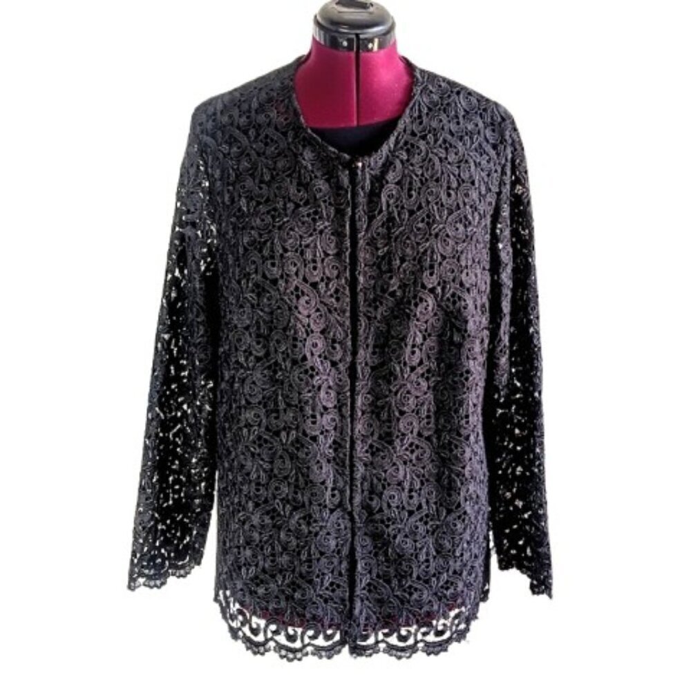 Vintage Marina Black Lace Crochet Jacket
